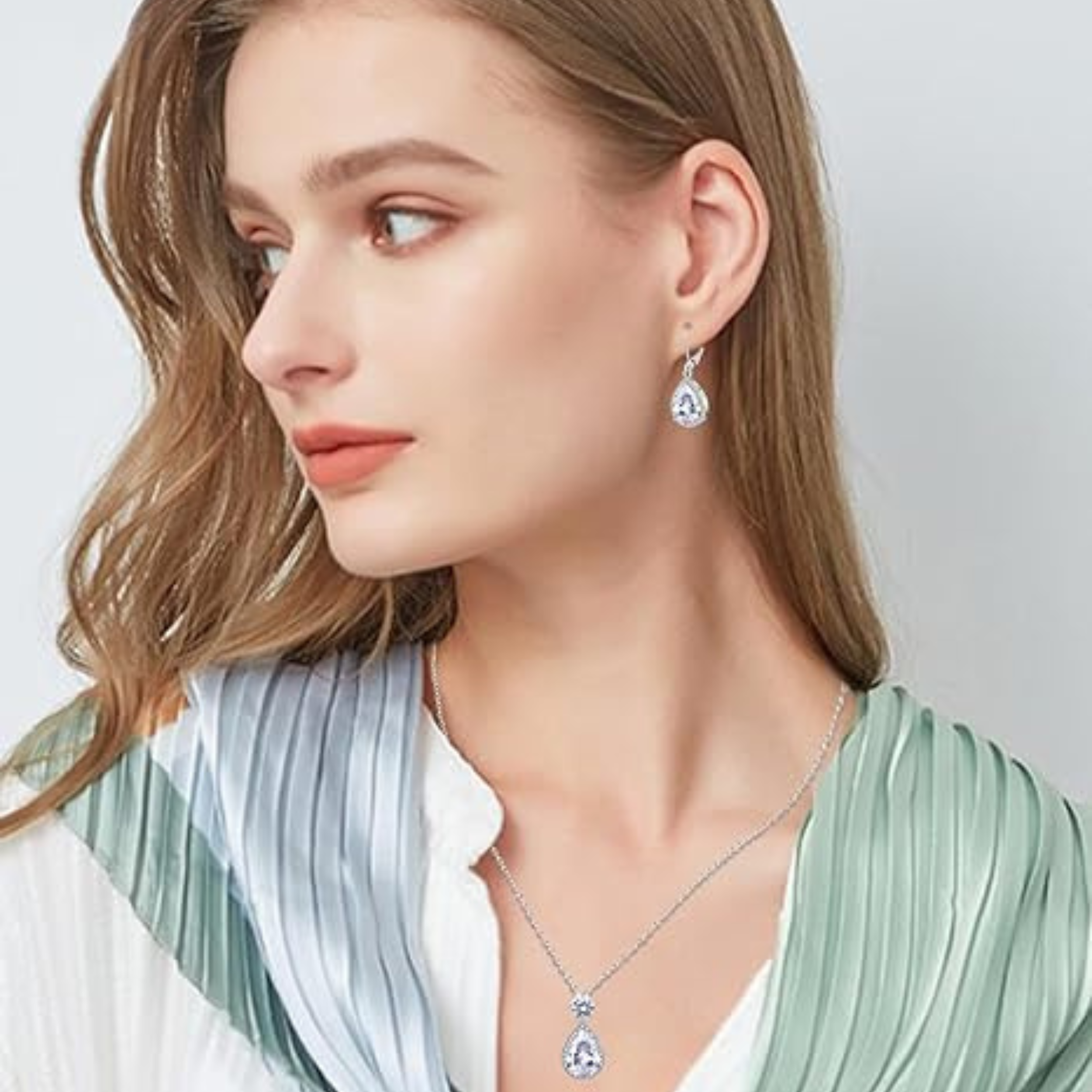 Earrings - 925 Sterling Silver Teardrop Halo Cubic Zirconia Dangle Earring – Leverback Sparkling Hypoallergenic Earring for Women