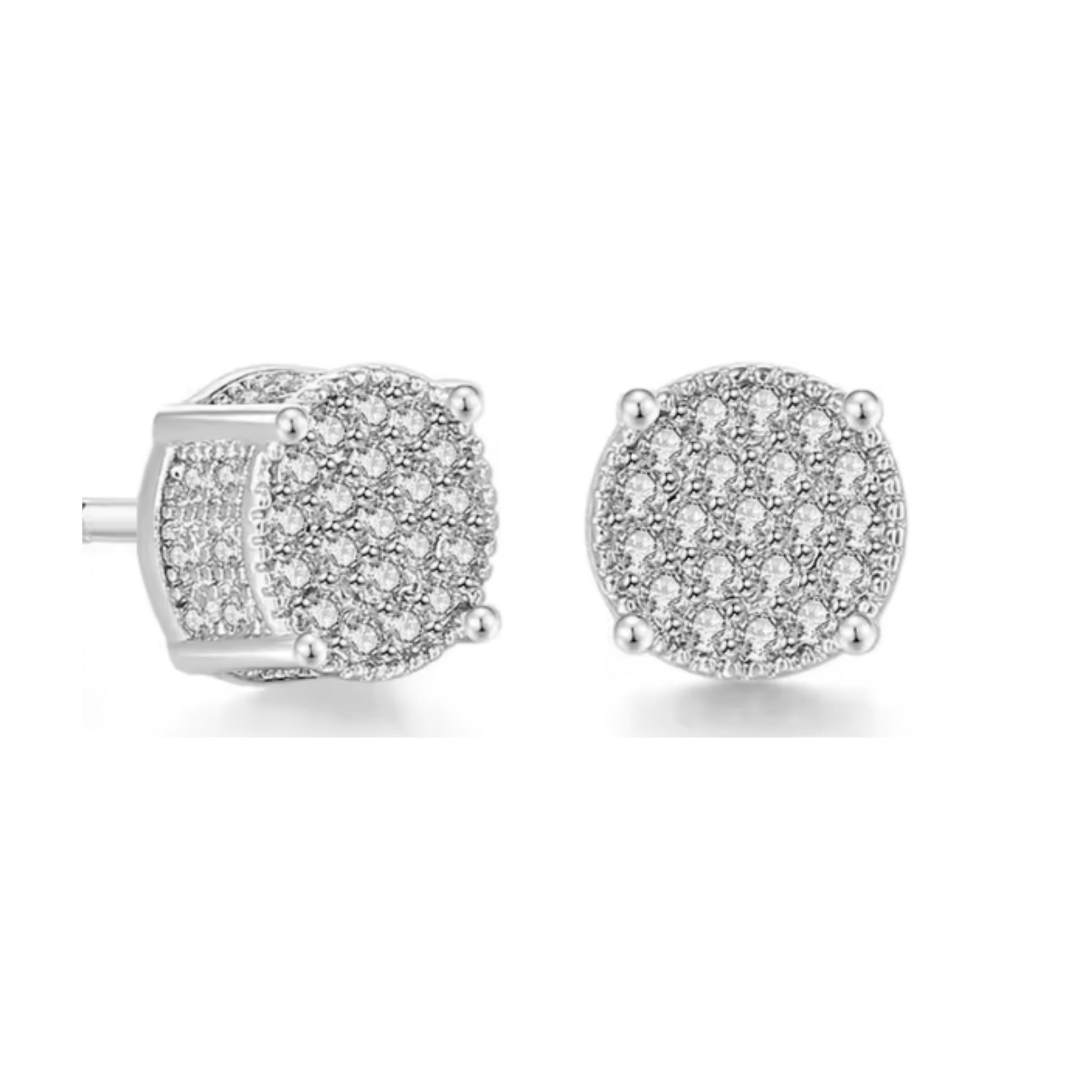 Earrings - Sterling Silver Round Pave Cubic Zirconia Stud Earring – Sparkling Hypoallergenic Earring for Women