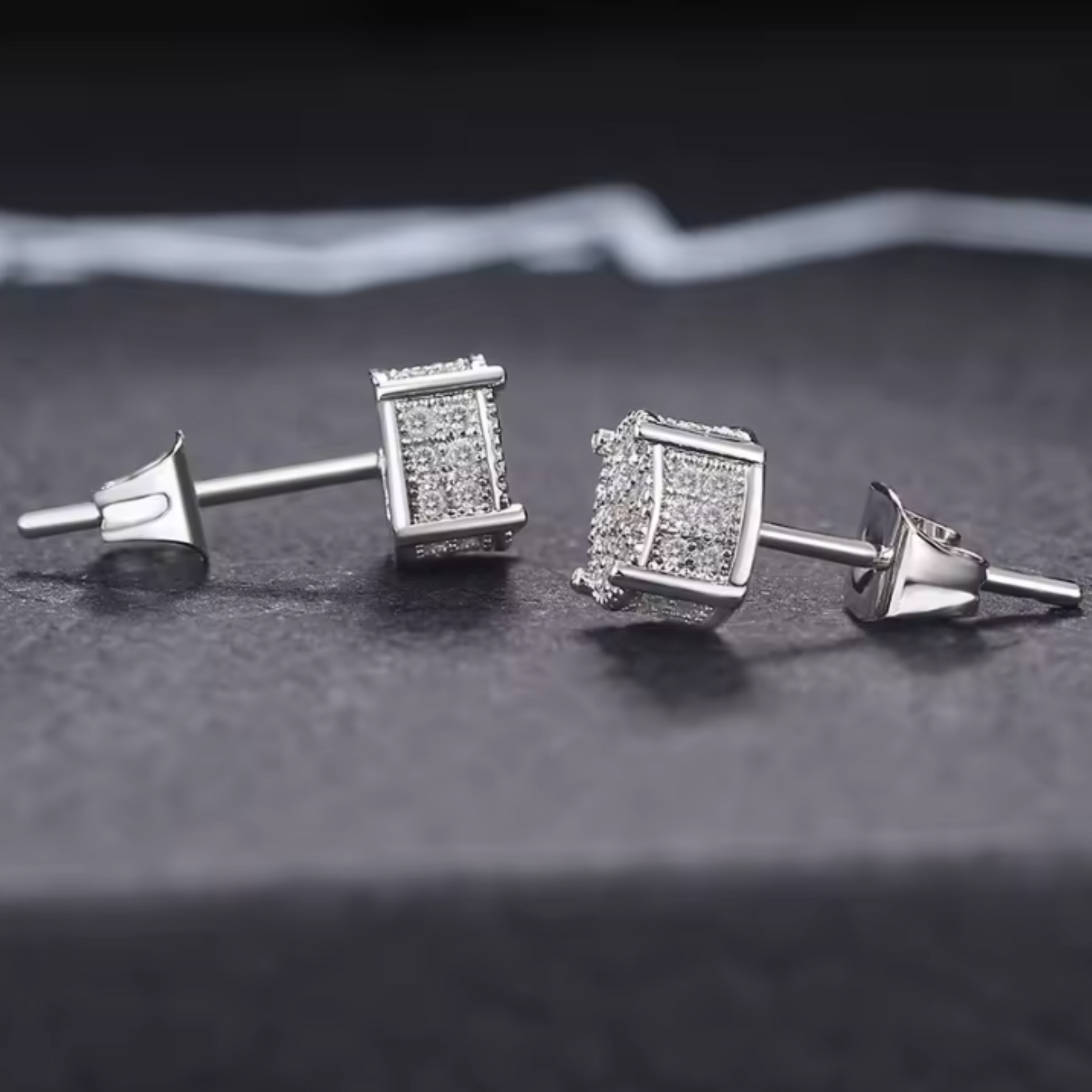 Earrings - Sterling Silver Round Pave Cubic Zirconia Stud Earring – Sparkling Hypoallergenic Earring for Women
