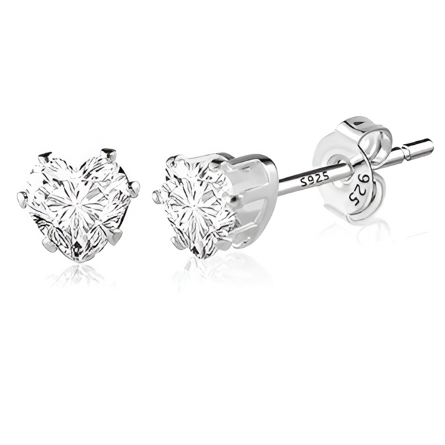 Earrings - Sterling Silver Post 14K White Gold Plated Six Claw Heart Cubic Zirconia Stud Earrings for Women, Hypoallergenic Dainty CZ Heart Studs (5mm) Earrings - Sterling Silver Post 14K White Gold Plated Six Claw Heart Cubic Zirconia Stud Earrings for Women, Hypoallergenic Dainty CZ Heart Studs (5mm)