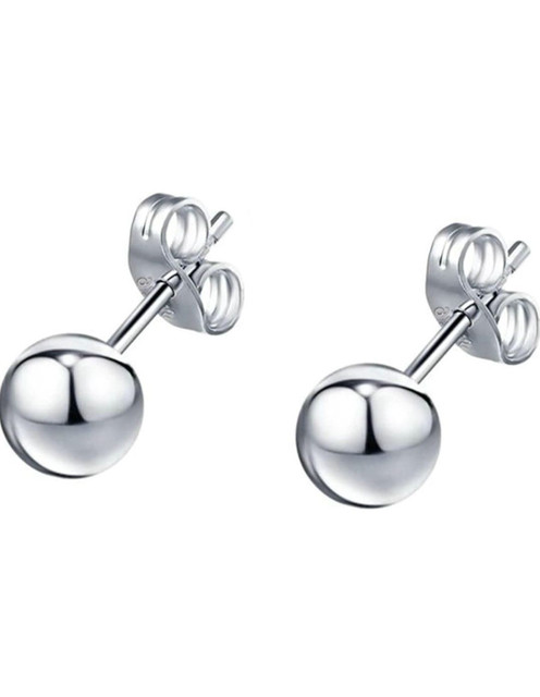 Earrings - S925 Sterling Silver Post 18K White Gold Plated Classic Ball Stud Earring for Women, Hypoallergenic Minimalist Round Earring for Sensitive Ears (5mm) Earrings - S925 Sterling Silver Post 18K White Gold Plated Classic Ball Stud Earring for Women, Hypoallergenic Minimalist Round Earring for Sensitive Ears (5mm)