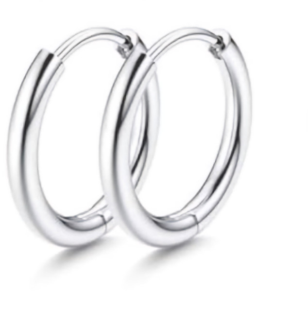 Earrings - S925 Sterling Silver Post 18K White Gold Plated Thin Plain Hoop Earring, Hypoallergenic Minimalist Huggie Earring for Sensitive Ears (10mm) Earrings - S925 Sterling Silver Post 18K White Gold Plated Thin Plain Hoop Earring, Hypoallergenic Minimalist Huggie Earring for Sensitive Ears (10mm)