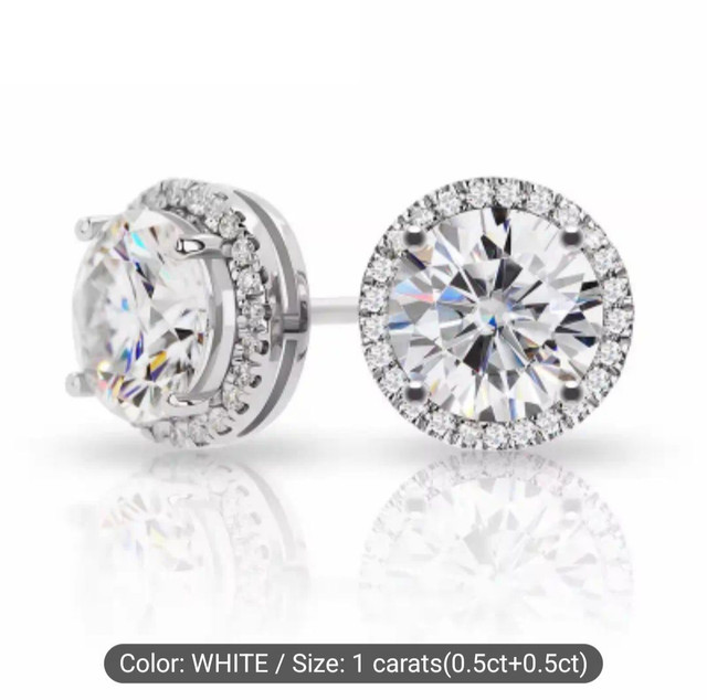Earrings - S925 Sterling Silver Post 18K White Gold Plated Round Simulated Diamond Halo Stud Earring, Hypoallergenic Dazzling CZ Stud (8.5mm) Earrings - S925 Sterling Silver Post 18K White Gold Plated Round Simulated Diamond Halo Stud Earring, Hypoallergenic Dazzling CZ Stud (8.5mm)