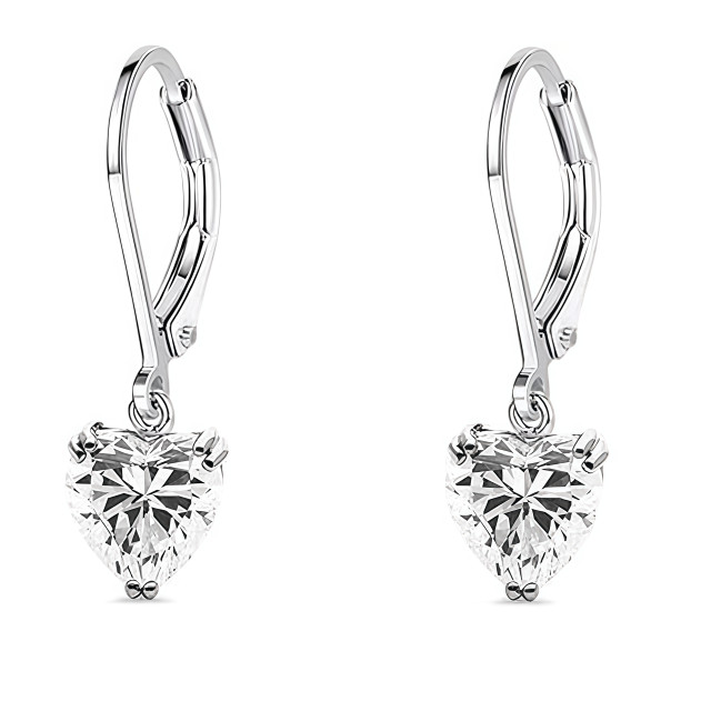 Earrings - 925 Sterling Silver Heart 5A Cubic Zirconia Dangle Earring – 18K White Gold Plated Hypoallergenic Lever back Dangling Earring for Women (7mm) Earrings - 925 Sterling Silver Heart 5A Cubic Zirconia Dangle Earring – 18K White Gold Plated Hypoallergenic Lever back Dangling Earring for Women (7mm)