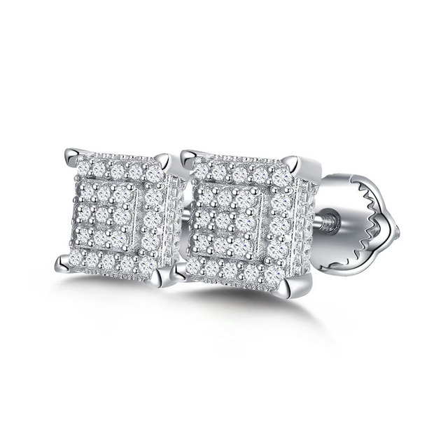 Earrings - Sterling Silver Square Pave Cubic Zirconia Stud Earring – Sparkling Hypoallergenic Earring for Women Earrings - Sterling Silver Square Pave Cubic Zirconia Stud Earring – Sparkling Hypoallergenic Earring for Women