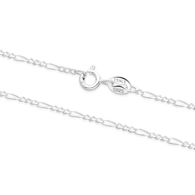 925 Sterling Silver Figaro 1.5mm, 20 Inch Link Chain Necklace - Italian Solid Silver