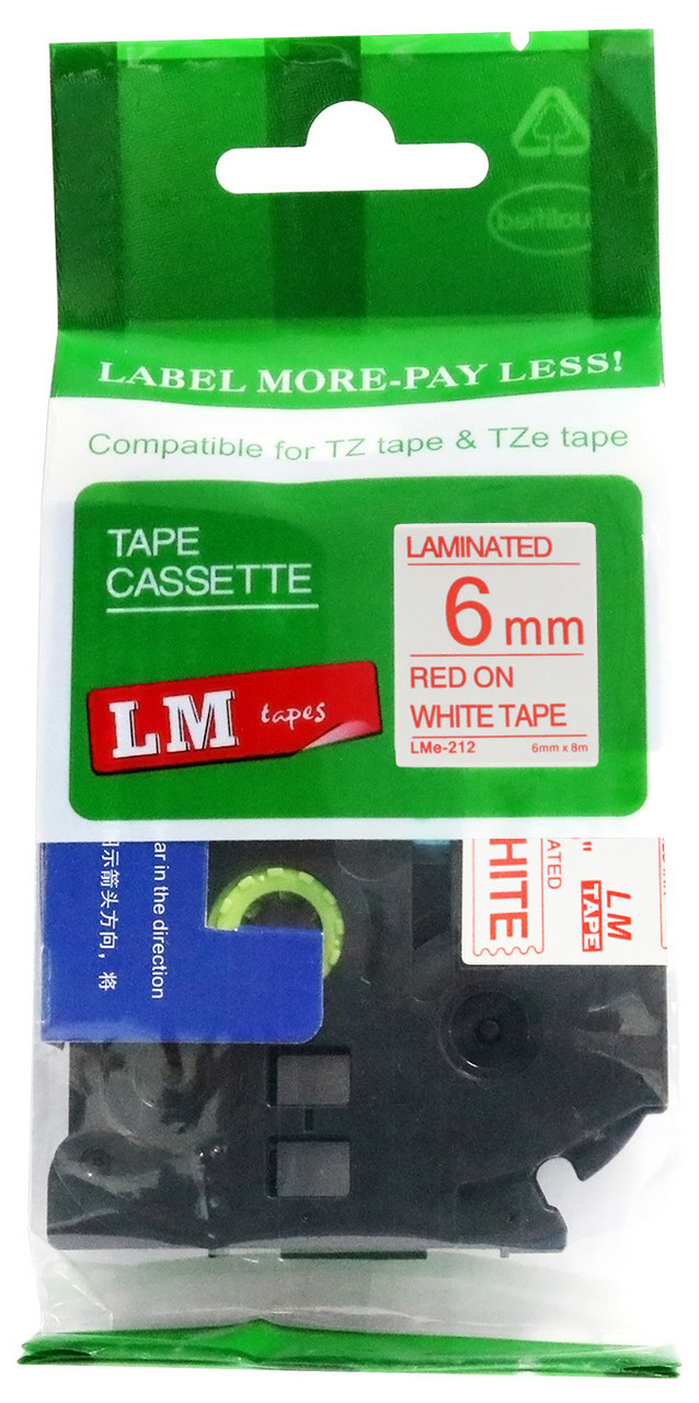 LMe212 Red on White Tape | Compatible with TZe-212