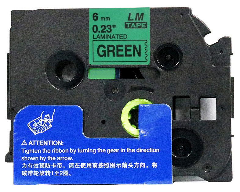 LM Tape LMe711 Compatible 1/4 Black On Green P-touch Tape