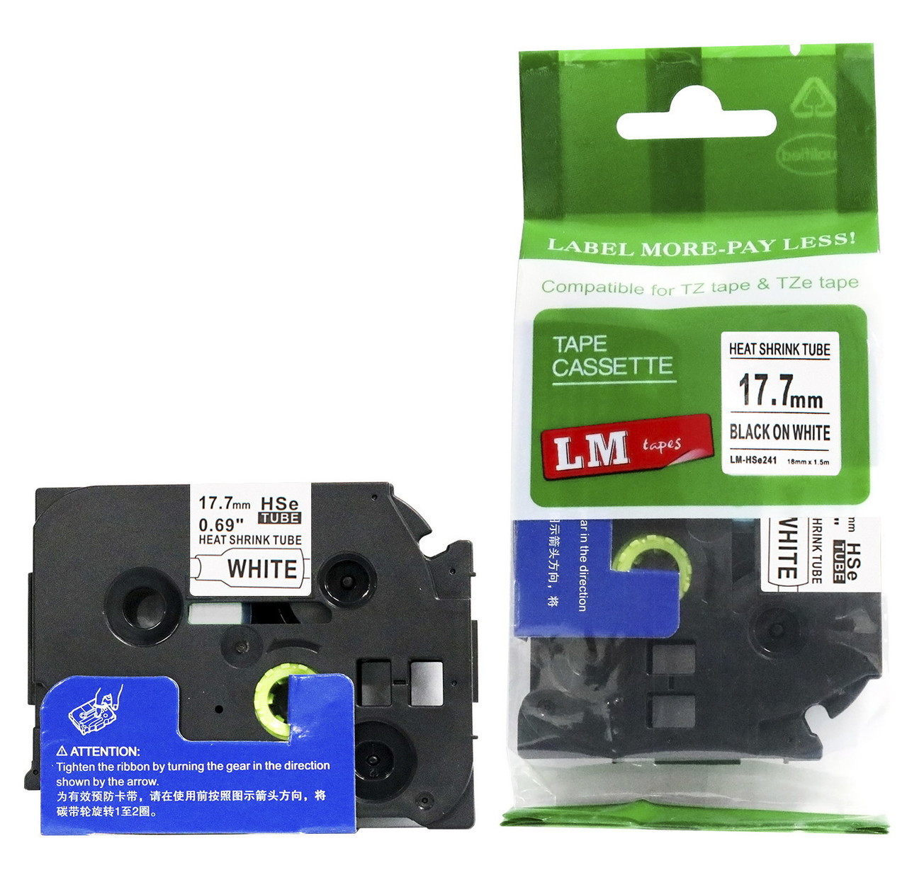 LM Tapes Compatible HSE241 Black on White Heat Sink Tube