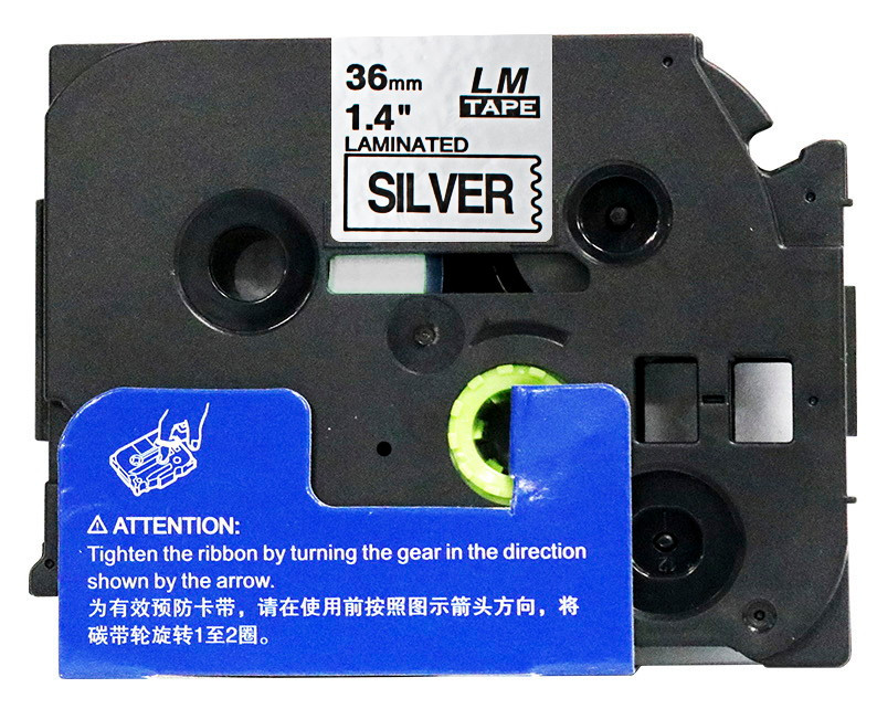LM Tape LMe961 Compatible 1-1/2 Black On Silver P-touch Tape