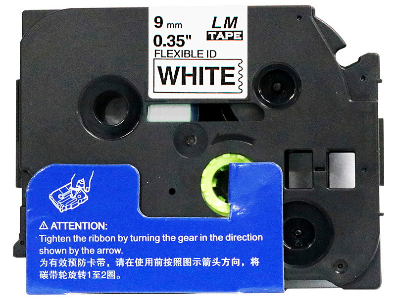LM Tape Compatible 3/8 Black On White Flexible P-touch Tape