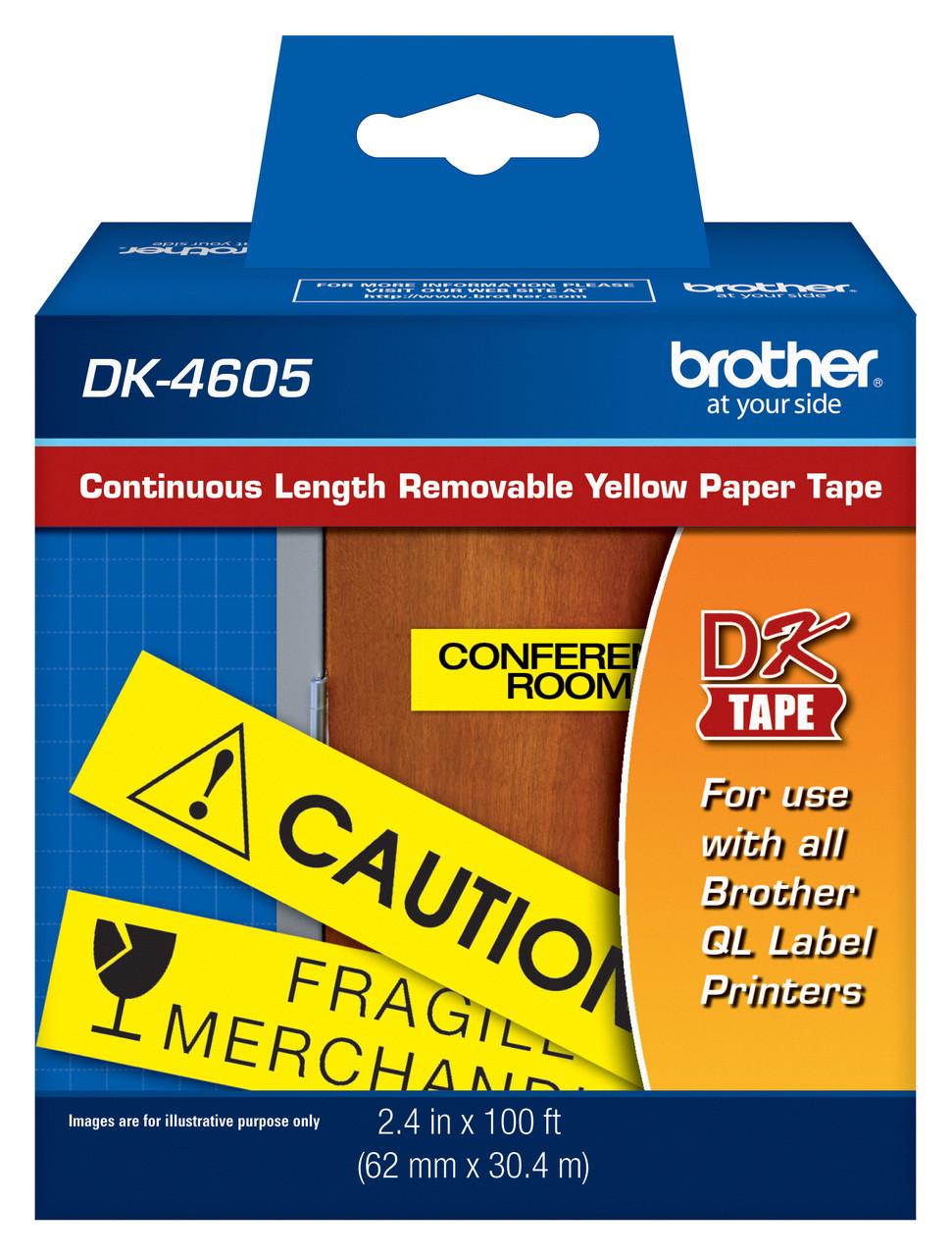 Brother DK4605 Yellow Removable Labels | Custom Roll | PtouchDirect