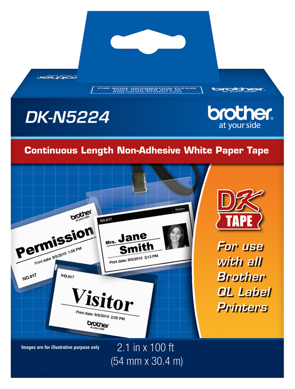 Brother DKN5224 Non-Adhesive Continuous Paper Tape Roll