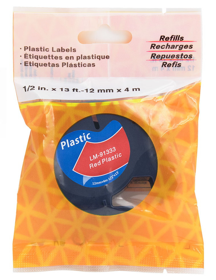 seri Compatible Dymo 91333 1/2 Red Plastic Label Machine Tape