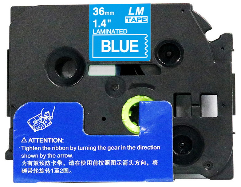 LM Tape LMe565 Compatible 1-1/2 White On Blue P-touch Tape