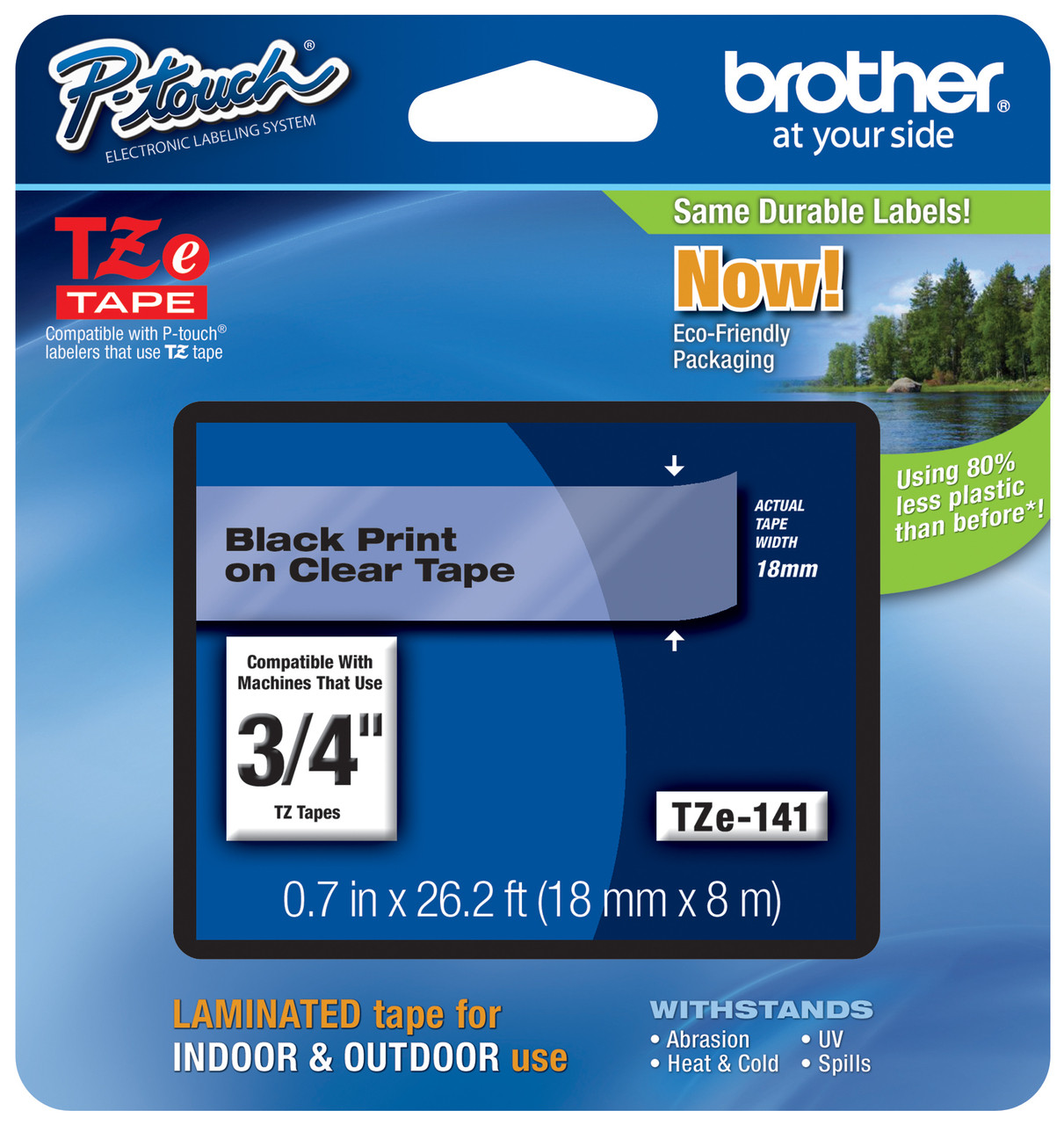 Brother TZe-141 3/4 In. Black On Clear P-touch Tape