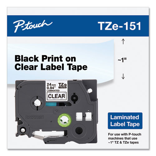 Brother TZe-151 1 Black On Clear P-touch Tape - 24mm TZ151