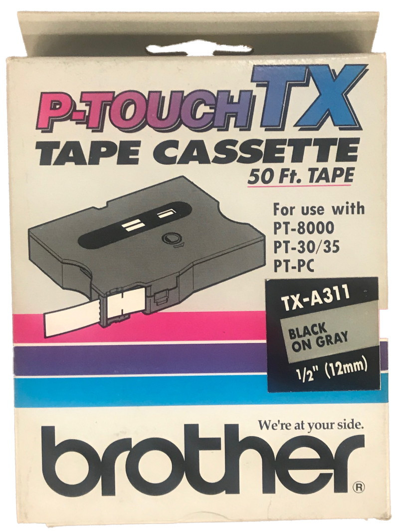 Brother TX-A311 P-touch Tape - Black on Gray