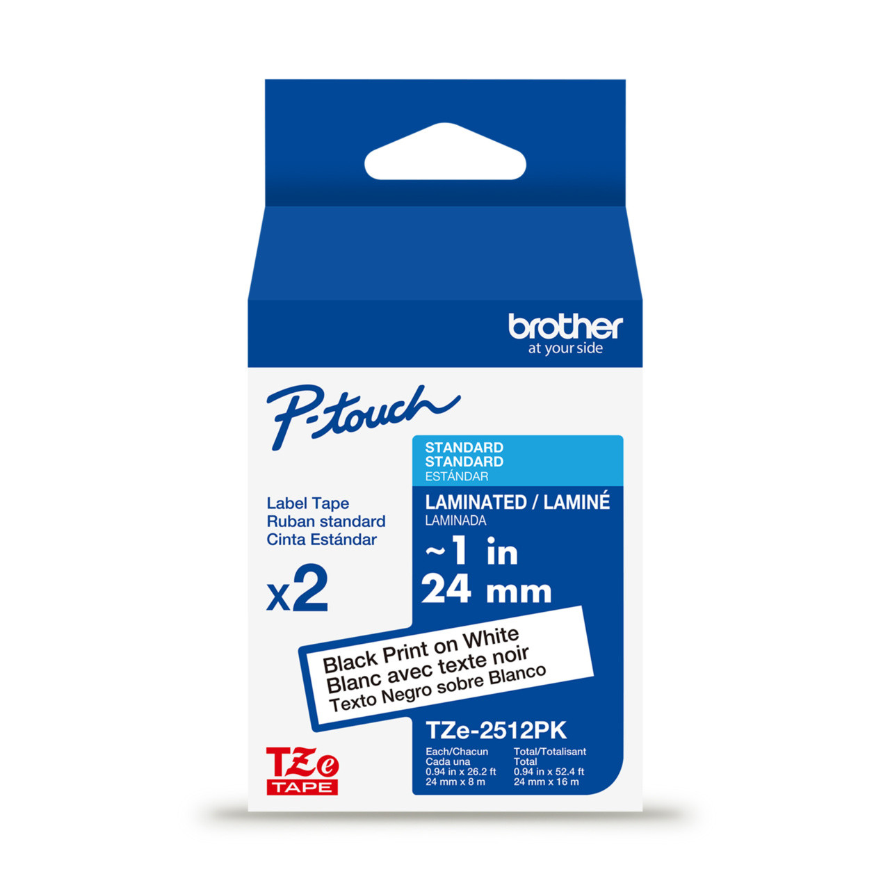 Brother TZe-252 1 Red On White P-touch Tape - 24mm TZ252