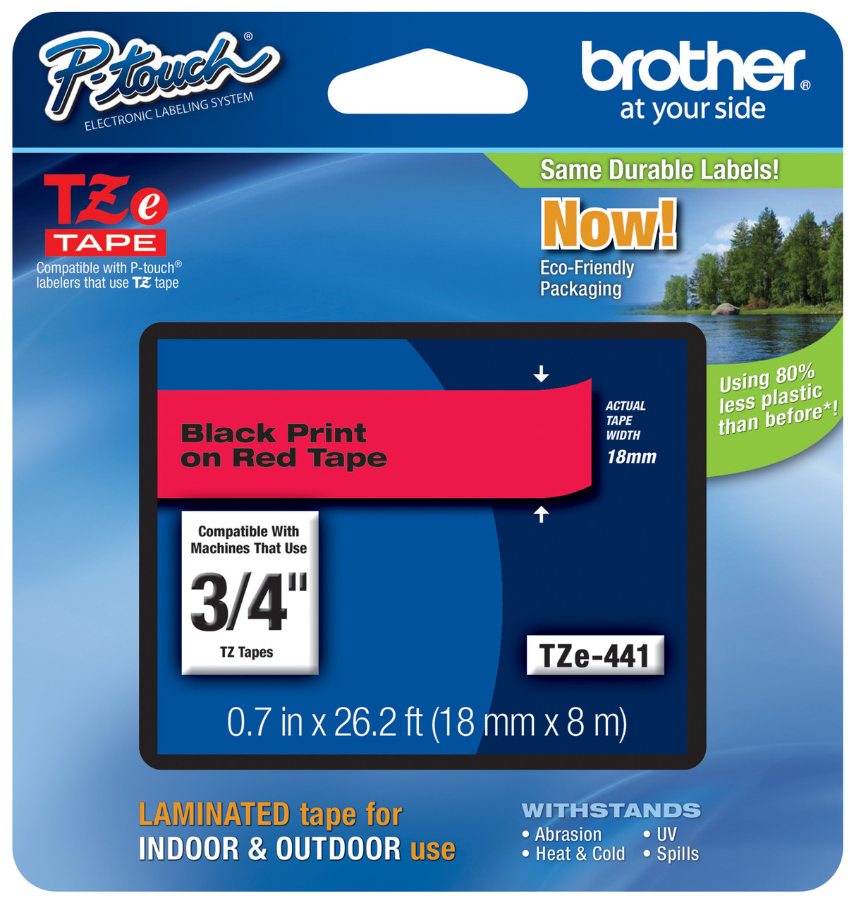 Brother TZe-441 3/4 In. Black On Red P-touch Tape