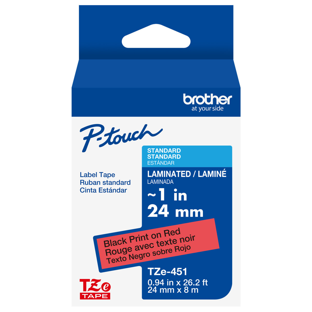 Brother TZe-451 1 Black On Red P-touch Tape - 24mm TZ451