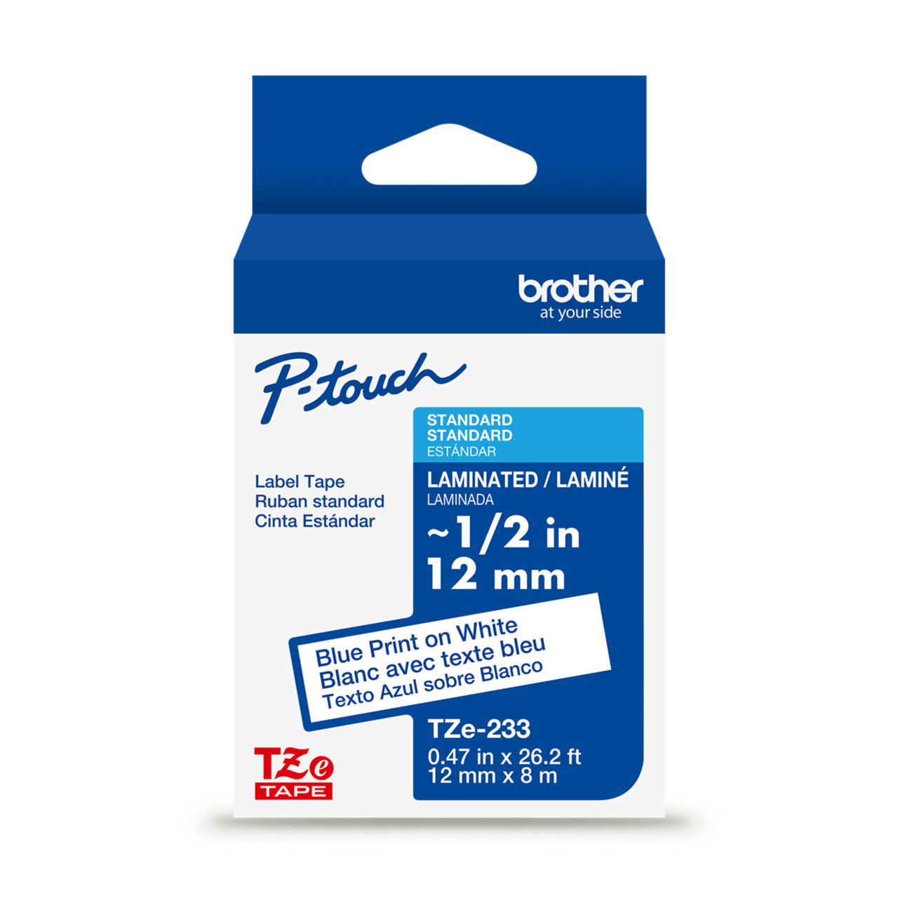 Brother TZe-233 1/2 Blue on White P-touch Tape 12mm TZe233 Ptouch