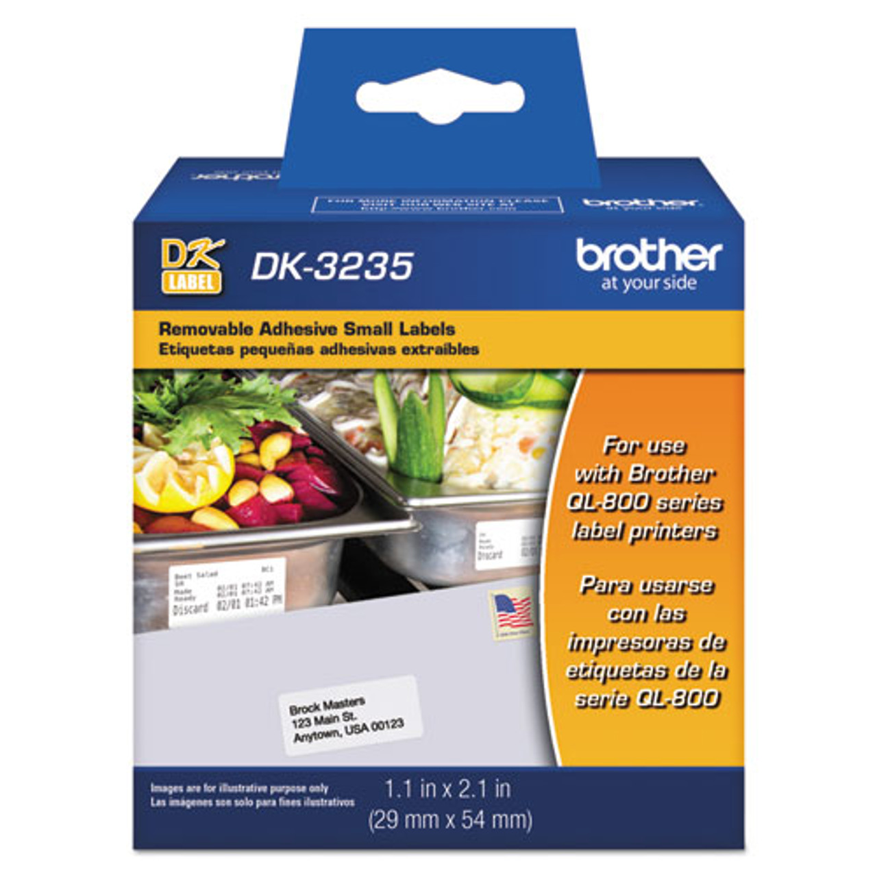 Brother DK3235 Removable White Paper Labels, 1.1 x 2.1