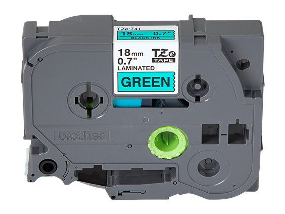 Brother TZe-741 3/4 Black On Green P-touch Tape - 0.7 18mm TZ741