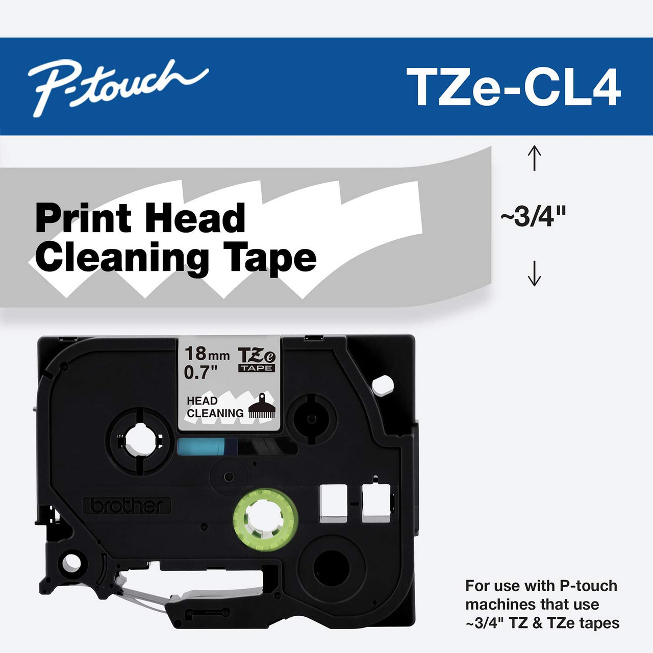Brother TZe-CL4 3/4 Cleaning Tape Cartridge - 0.7 18mm TZCL4