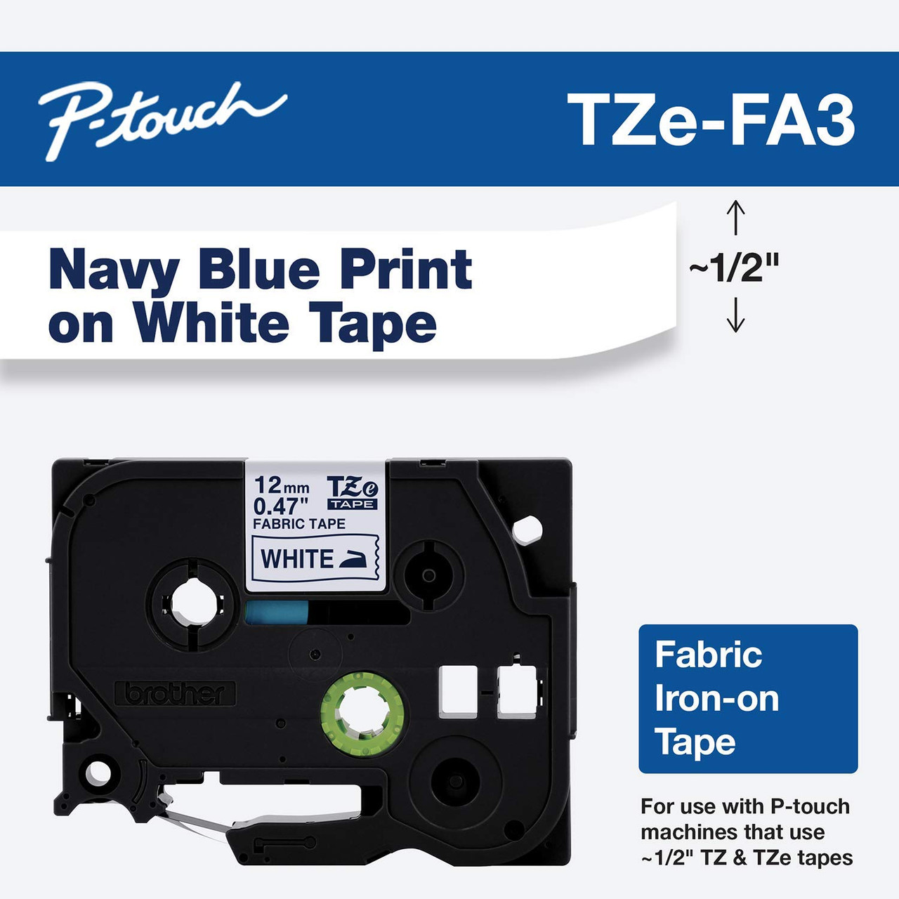 Brother TZe-FA3 1/2 Fabric Iron-On P-touch Tape - 12mm TZFA3