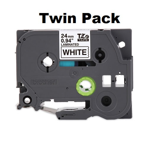 Brother TZe-2512PK Twin Pack 24mm Black On White P-touch Tape TZe251