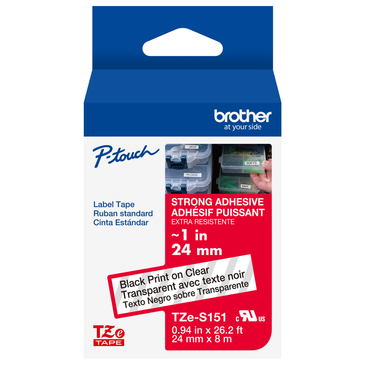 Brother TZe-S151 1 Black on Clear Extra Strength Tape - 24mm TZS151