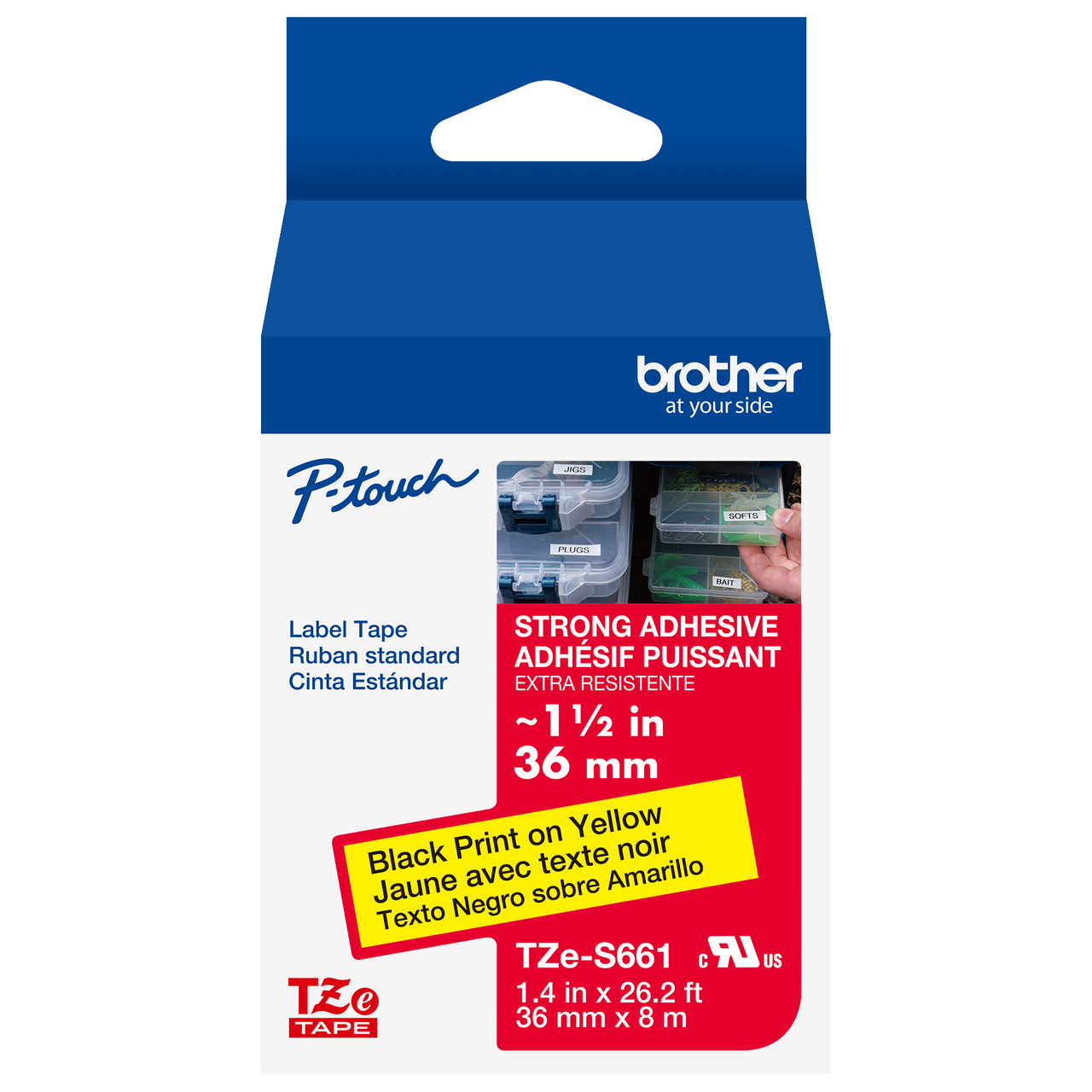 Brother TZe-S661 1.5 Black on Yellow Extra Strength Tape - 36mm TZS661
