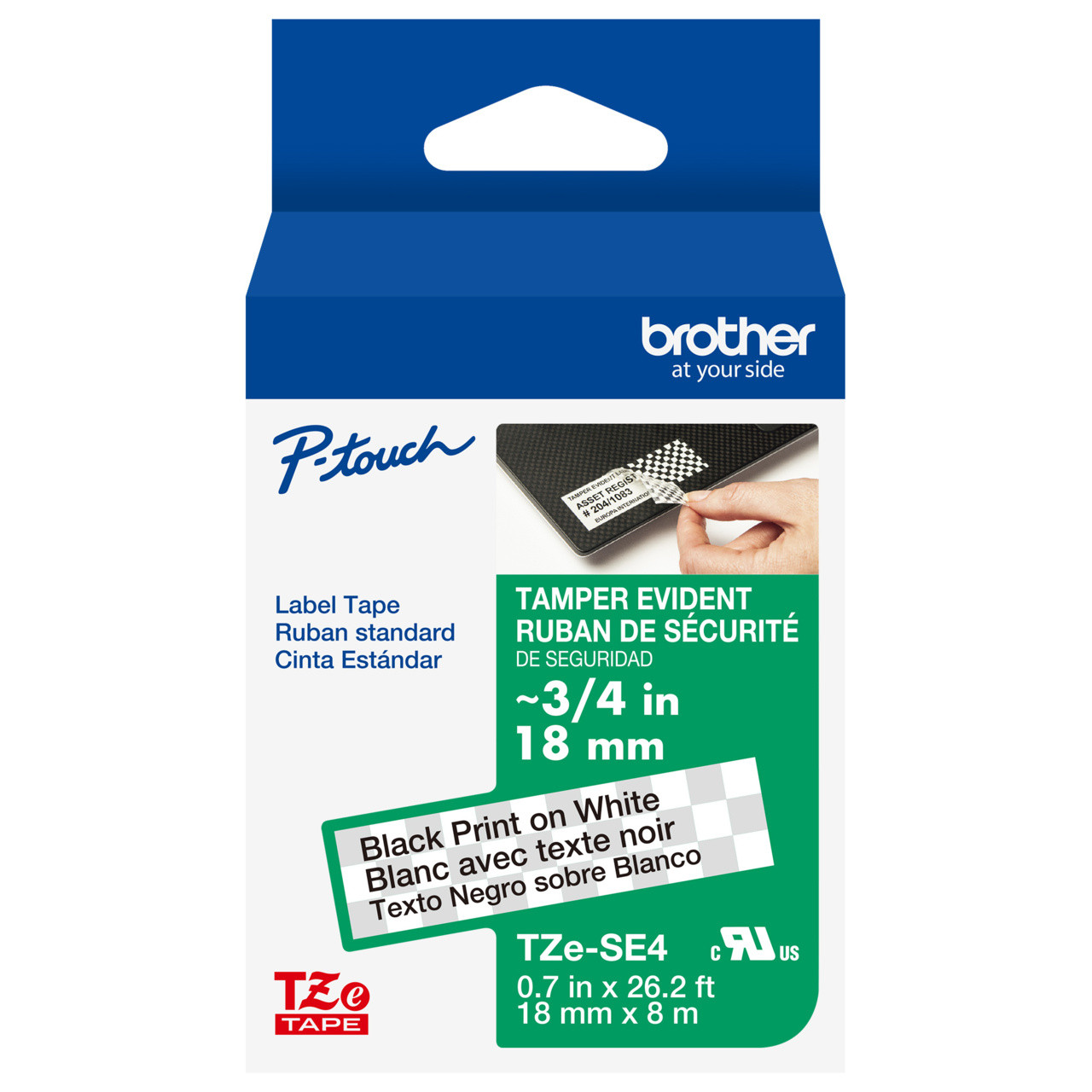 Brother to Brother［カセット］ Brother TZe-SE4 3/4 Black On White Security P-touch Tape - 0.7