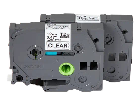 Brother TZe131-2PK (2/Pack) 1/2 Black on Clear P-touch Labels