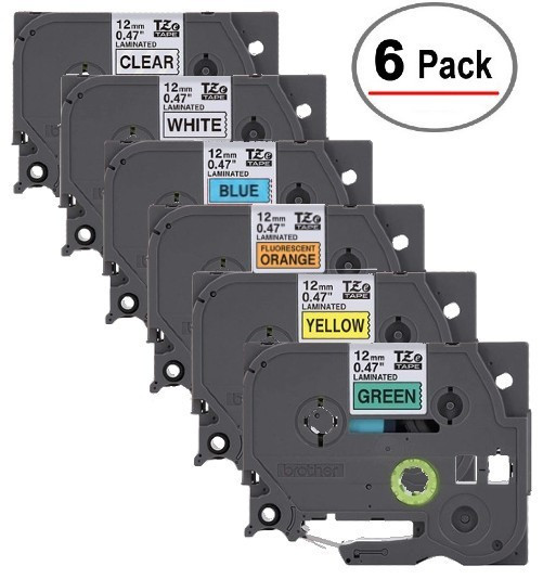 Brother P-touch TZeテープセット　各種 Brother TZe 12mm 6 Tape Variety Pack for all Brother P-touch Label