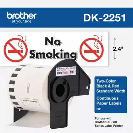 Brother DK2251 Continuous Length Paper Tape Black/Red