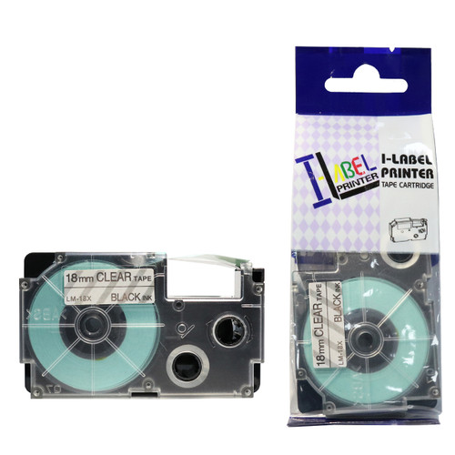Compatible Label-It tape - 18mm black on clear