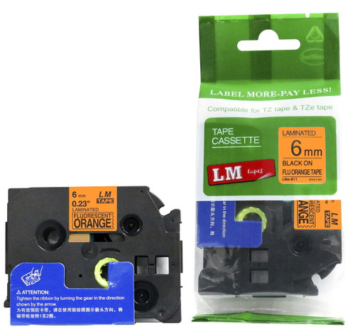 LM Tape LMe611 Compatible 1/4 Black On Yellow P-touch Tape, 6mm