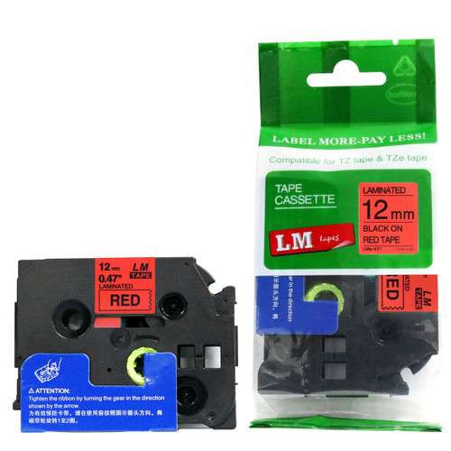 LM Tape LMe232 Compatible 1/2 Red On White P-touch Tape, Replaces