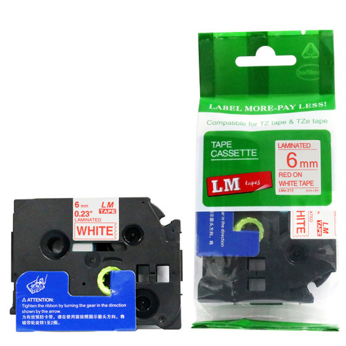 LM Tape Compatible 1/4 White On Green P-touch Tape, Replaces TZe