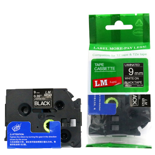 LM Tape LMe221 Compatible 3/8 Black On White P-touch Tape