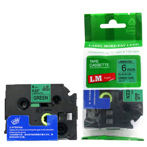 【再販】1点のみ  le ruban•*¨*•.¸୨୧* LM Tape LMeD11 Compatible 1/4 Black On Fluorescent Green P-touch