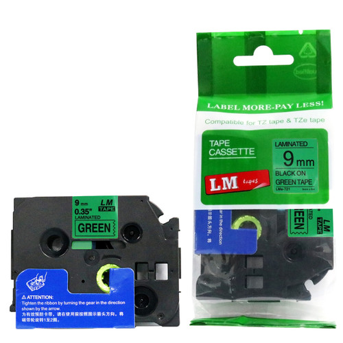 Replacement p-touch black on green label tape