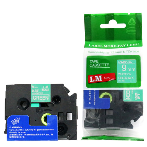 Replacement p-touch white on green label tape