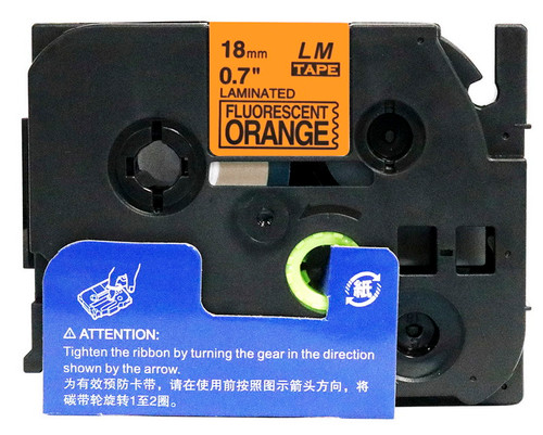Brother TZe-B41 Étiquette de bande, 18mm (0,7 ), noir sur orange  fluorescent, compatible