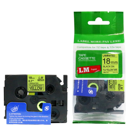 LM Tape LMeD41 Compatible 3/4 Black On Fluorescent Green P