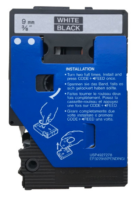 Opened Box - Brother TC-34Z P-touch Tape - White on Black 1/Pack