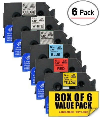 6 Tape Variety Pack - LMe 12mm Compatible P-touch Tapes