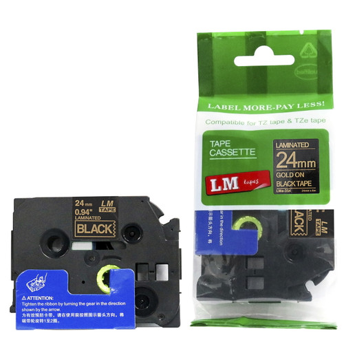 LM Tape LMe951 Compatible 1 In Black On Silver P-touch Tape